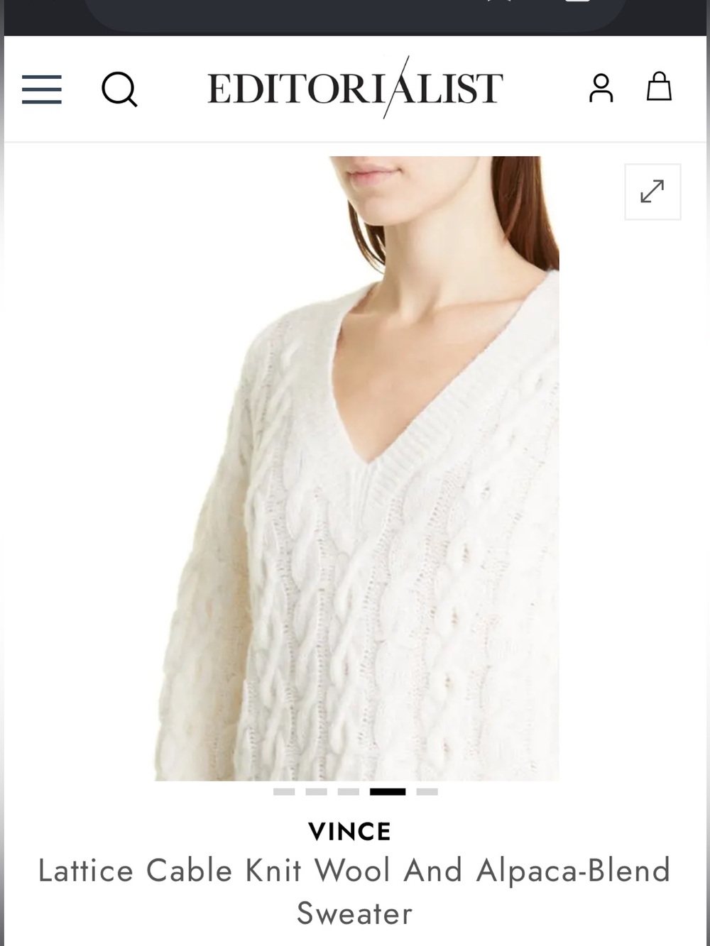 Vince Alpaca Wool Blend Cable-Knit V-Neck Sweater